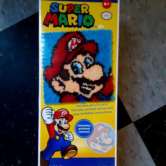 Nintendo Art Super Mario Pillow Latch Hook Kit Free Hook Tool Included Poshmark